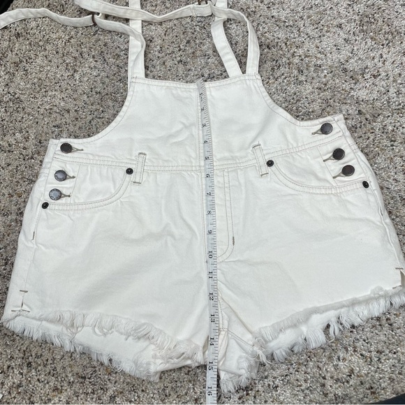 Free People We The Free White Strappy Shorts Overalls Shortalls 26 - Picture 11 of 12